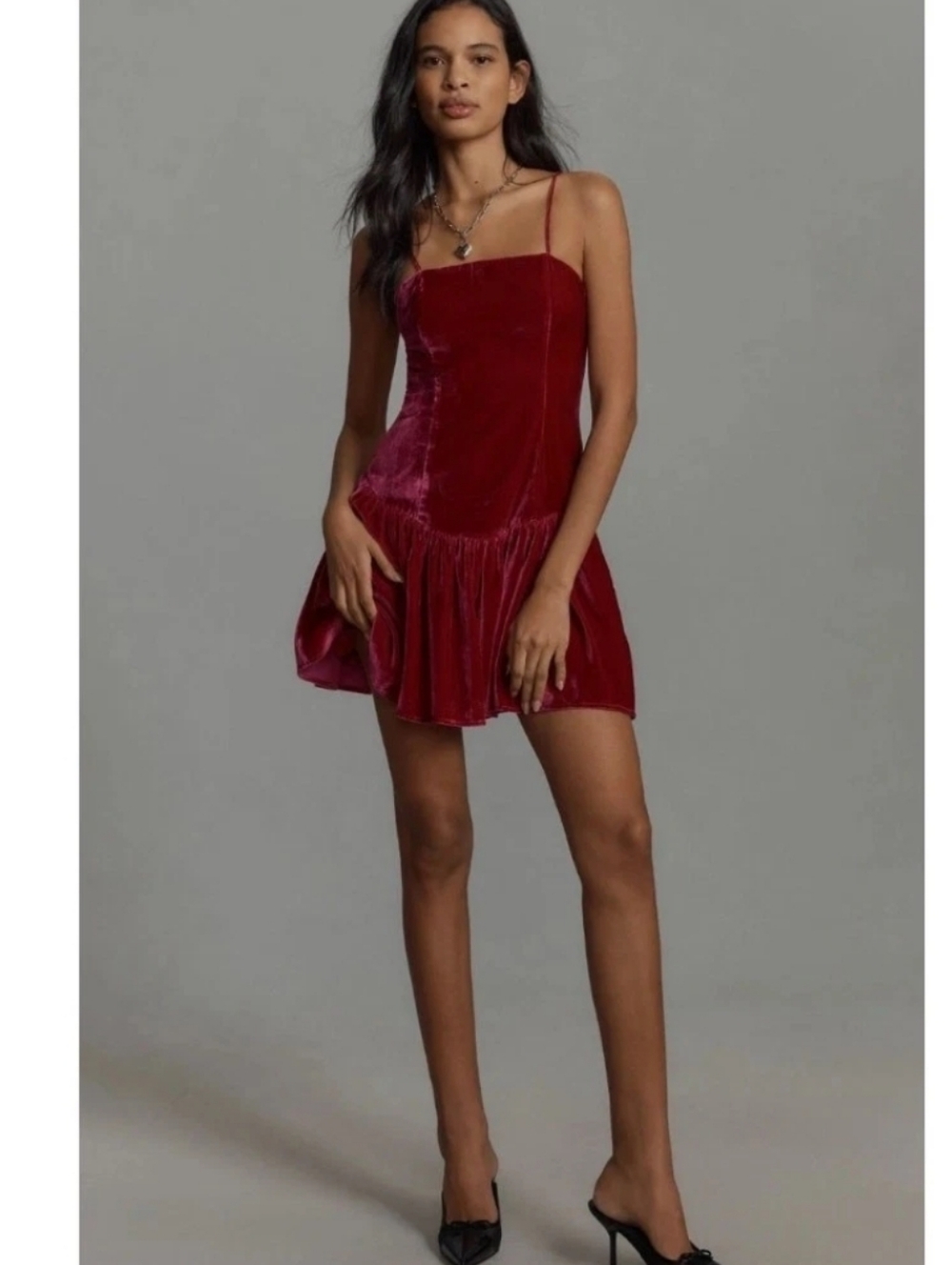 Maeve Velvet Backless Spaghetti-Strap Dress Size SP